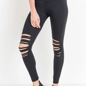 Mono B Distressed High Waist Leggings